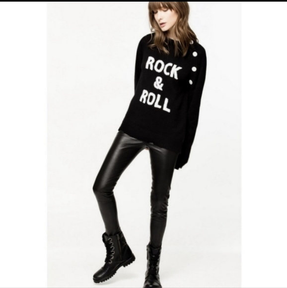 Zadig and voltaire Sz S Reglis Bis Rock & Roll Cashmere Sweater Black - Picture 2 of 11